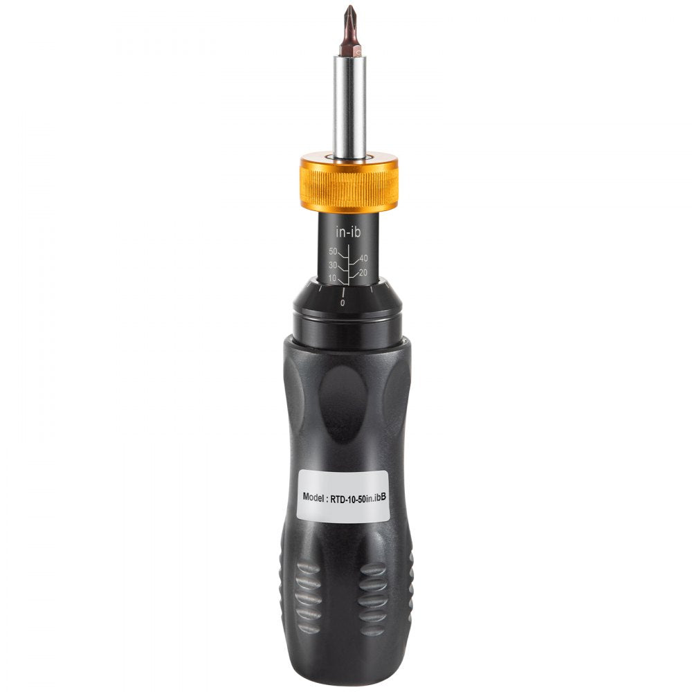 VEVOR 1/4" Drive Torque Screwdriver Wrench Set, 10-50 in-lbs Torque Adjustment Range, Torque Range Accurate to ±5%, 5 in-lb Increment Torque Screwdriver with 18 Bits & Case