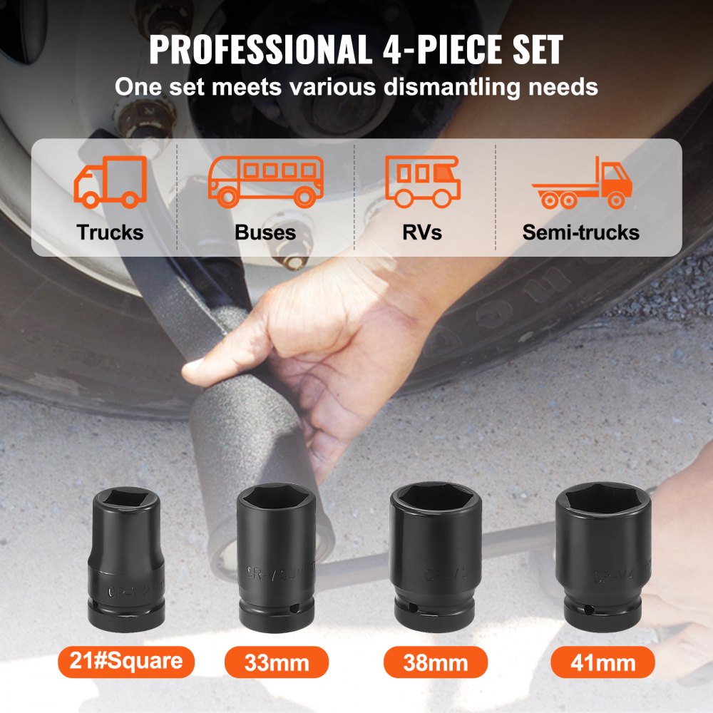 VEVOR Torque Multiplier, Heavy Duty Torque Multiplier Wrench Set, 1 Inch Drive Lug Nut Wrench Torque Multiplier, 1:58 4800N.m Lug Nut Remover, with 4 Sockets and Storage Case for Truck Trailer RV
