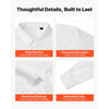 VEVOR Men's Button Up Shirt, Mens Long Sleeve Wrinkle-free Button Down Dress Shirts, Slim Fit Soft Stretch Fabric for Business Casual or Formal, Work, Wedding, Dinner, White, L Size