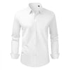 VEVOR Men's Button Up Shirt, Mens Long Sleeve Wrinkle-free Button Down Dress Shirts, Slim Fit Soft Stretch Fabric for Business Casual or Formal, Work, Wedding, Dinner, White, M Size