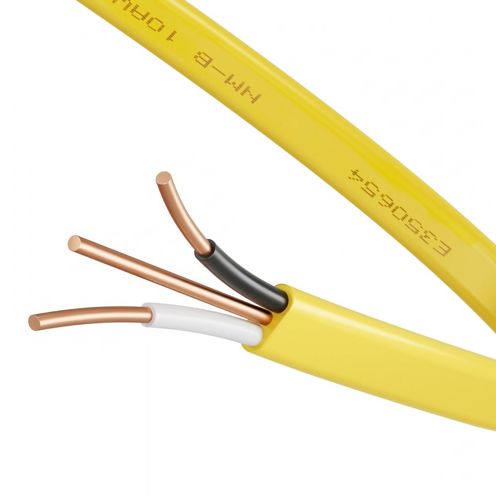 VEVOR NM-B Wire, 10AWG/2C Non-Mettalic Residential Indoor Electrical Wire with Ground, PVC Sheathed High-Purity Copper Core Cable, for Outlets, Switches, Other Loads & Lighting Wiring Projects(50 ft)