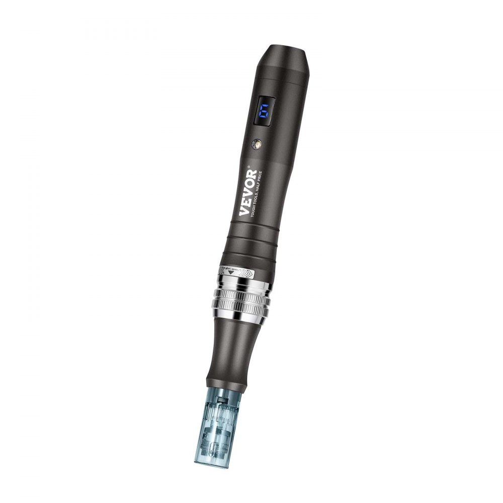 VEVOR Professional Microneedling Pen, Electric Derma Pen with 6PCS Disposable Cartridges, 6 Variable Speed Skin Care Beauty Device with LCD Display and 0-2.5mm Adjustable Needle Length