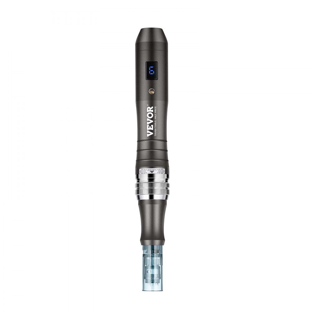 VEVOR Professional Microneedling Pen, Electric Derma Pen with 6PCS Disposable Cartridges, 6 Variable Speed Skin Care Beauty Device with LCD Display and 0-2.5mm Adjustable Needle Length