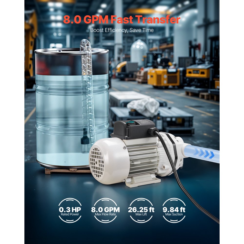 VEVOR DEF Transfer Pump, 8 GPM, Diaphragm Irrigation Self Priming Electric Water Pump for Diesel Exhaust Fluid Automotive Urea Oil, 110V, 220W, 26.25 ft Lift, for Liquid Transportation Refueling