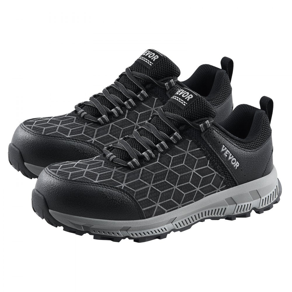 VEVOR Steel Toe Shoes for Men, US Size 10.5 Wide, Men’s Cushion Sport Safety Toe Athletic Work Shoe, Indestructible Safety Sneakers Lightweight,Breathable Industry Construction Work Shoes, Black