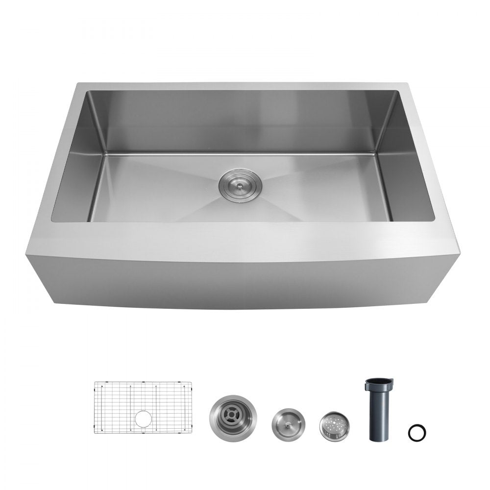VEVOR 33-inch Kitchen Undermount Single Bowl Sinks, Stainless Steel Drop-In Farmhouse Basin with Accessories, Household Dishwasher Sinks for RV, Prep Kitchen, Laundry Room, Bar