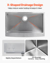 VEVOR 33-inch Kitchen Undermount Single Bowl Sinks, Stainless Steel Drop-In Farmhouse Basin with Accessories, Household Dishwasher Sinks for RV, Prep Kitchen, Laundry Room, Bar