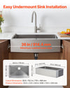 VEVOR 33-inch Kitchen Undermount Single Bowl Sinks, Stainless Steel Drop-In Farmhouse Basin with Accessories, Household Dishwasher Sinks for RV, Prep Kitchen, Laundry Room, Bar