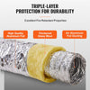VEVOR Dryer Vent Hose, 6'' Insulated Flexible Duct 25FT Long with 2 Duct Clamps, Heavy-Duty Three Layer Protection for HVAC Heating Cooling Ventilation and Exhaust, R-4.2 Flame Resistance Value