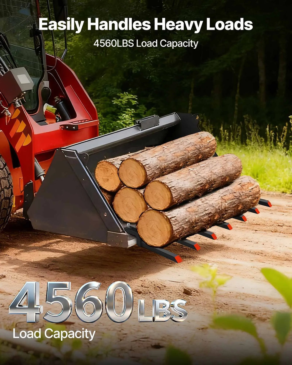 VEVOR 68.5" Clamp on Debris Forks for Buckets, 7 Fork Tines, 4560lbs Load Capacity, Heavy Duty Pallet Forks for Tractor Loader Skid Steer, Bolt on Bucket Attachments for Removing Yard Waste and Debris