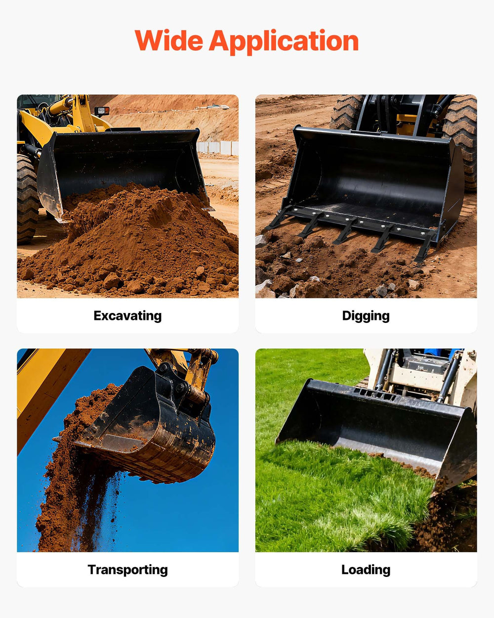 VEVOR Bucket Tooth Bar, 46 in Heavy Duty 5 Teeth Tractor Bucket Bar for Loader Tractor Loader Skidsteer, 4560 lbs Load Capacity, Bolt On Teeth Bars for Buckets Protection Efficient & Soil Excavation