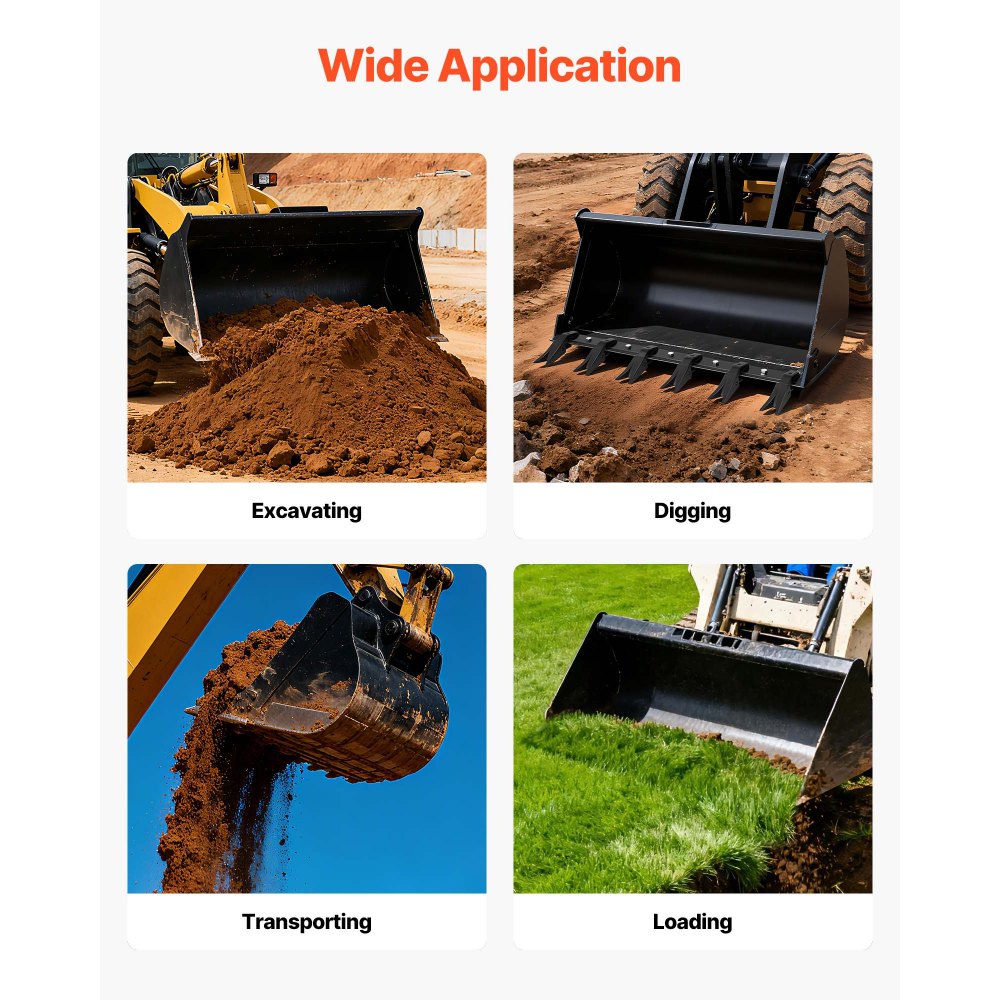 VEVOR Bucket Tooth Bar,45.2 in Heavy Duty 6 Teeth Tractor Bucket Bar for Tractor Loader Skidsteer, 4560 lbs Load Capacity, Bolt On Teeth Bars for Buckets Protection Efficient & Soil Excavation