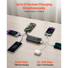VEVOR Portable Charger, with Built-in Cables, 10000 mAh Travel Battery Pack, 6 Outputs 3 Inputs Fast Charging Power Bank with USB Type-C Micro-B Input, Smart LED Display, for iPhone, Samsung, Android