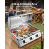 VEVOR Tabletop Gas Grill, 3-Burner Stainless Steel Portable Propane Grill, with Built-in Thermometer, Travel Locks, Weatherproof Lid, 22,500 BTU Total, for Outdoor Cooking, Patio, Party, Camping, RV