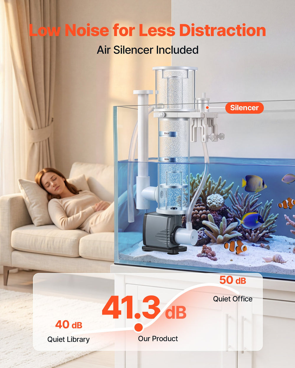 VEVOR Protein Skimmer for 20-30 Gal Saltwater Aquarium Hang On with DC Pump, Protein Skimmer with DC Pinwheel Pump, Adjustable Control, for 20-30 Gallon Small Saltwater Aquariums & Reef Tank Fish Tank