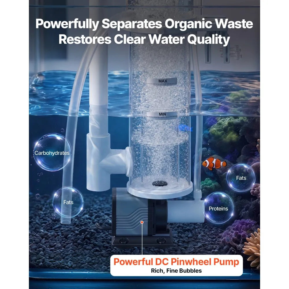 VEVOR Protein Skimmer for 30-80 Gal Saltwater Aquarium Hang On with DC Pump, Protein Skimmer with DC Pinwheel Pump, Adjustable Control, for 30-80 Gal Medium Saltwater Aquariums & Reef Tank Fish Tank