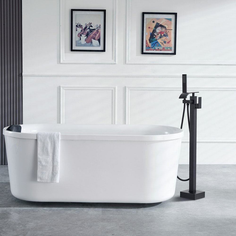 VEVOR Freestanding Bathtub Faucet, Floor Mount, Freestanding Tub Filler, Shower Mixer Taps, Two Water Modes, 360° Swivel Spout, for Bathing & Showering Pet Bathing Cleaning Drains Toilet Flushing