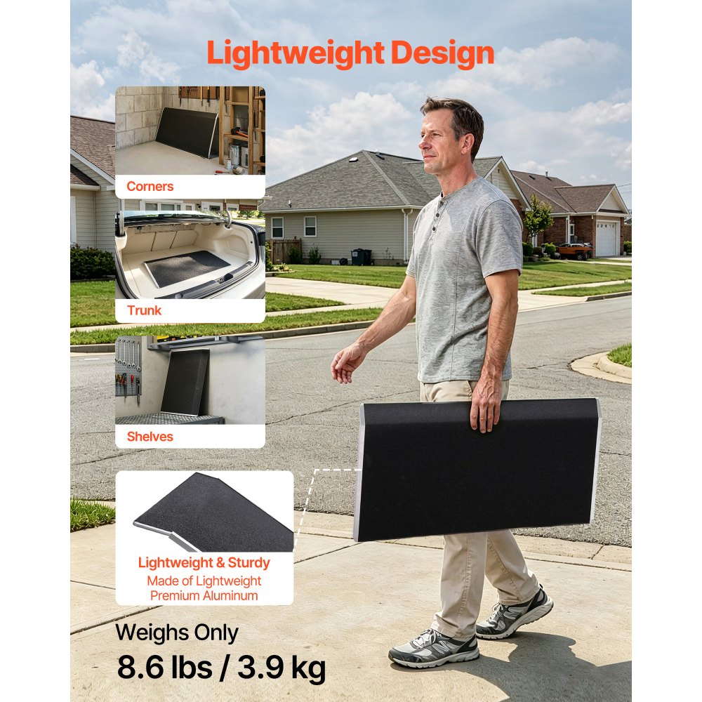 VEVOR Threshold Ramp for Doorways, 31.9 x 15.4 in, Platform Aluminum Wheelchair Ramp, Non-Slip Door Threshold Ramps, 400 lbs Load Capacity, for Home Steps, Curbs, Wheelchairs, Walkers, Scooter, Carts