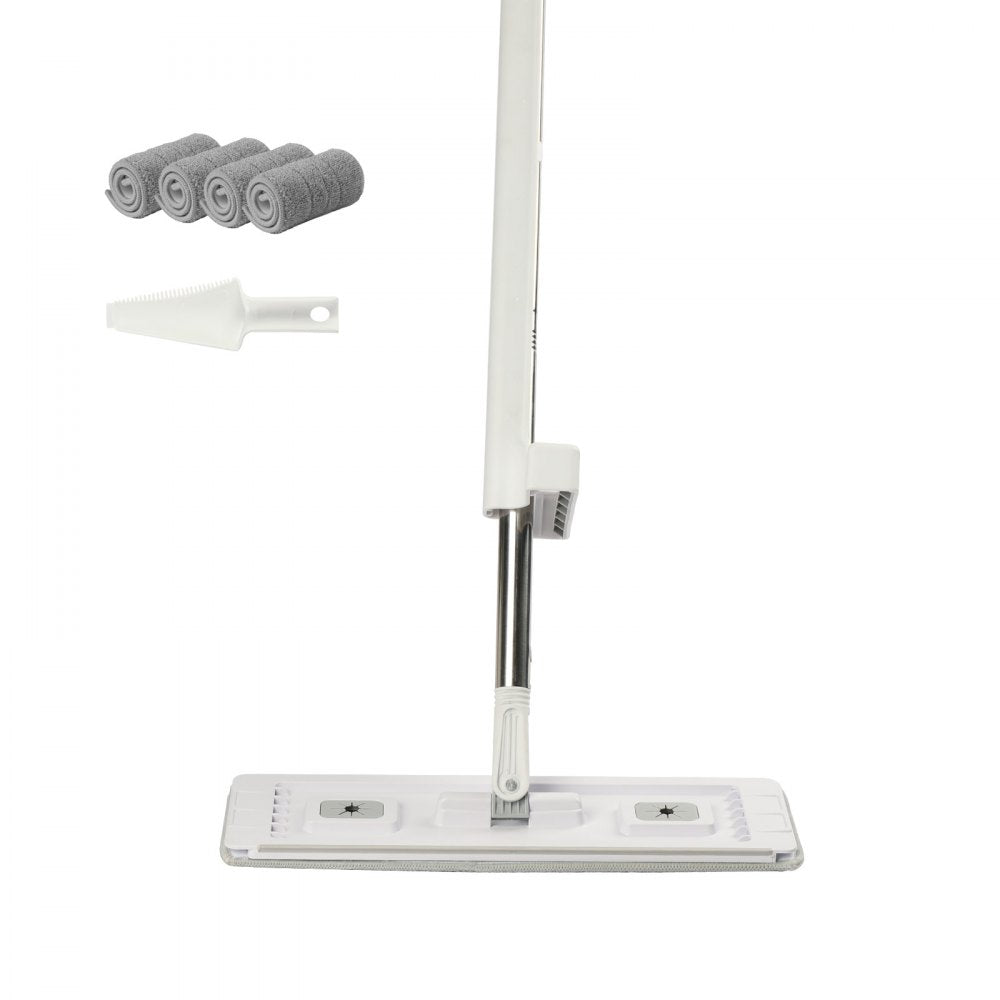 VEVOR Flat Mop, Self Wringing, Microfiber Floor Mop with 4 Reusable & Washable Mop Pads for Dry & Wet Floor Cleaning, Microfiber Flat Mop with Stainless Steel Handle for Hardwood Laminate Tile Vinyl