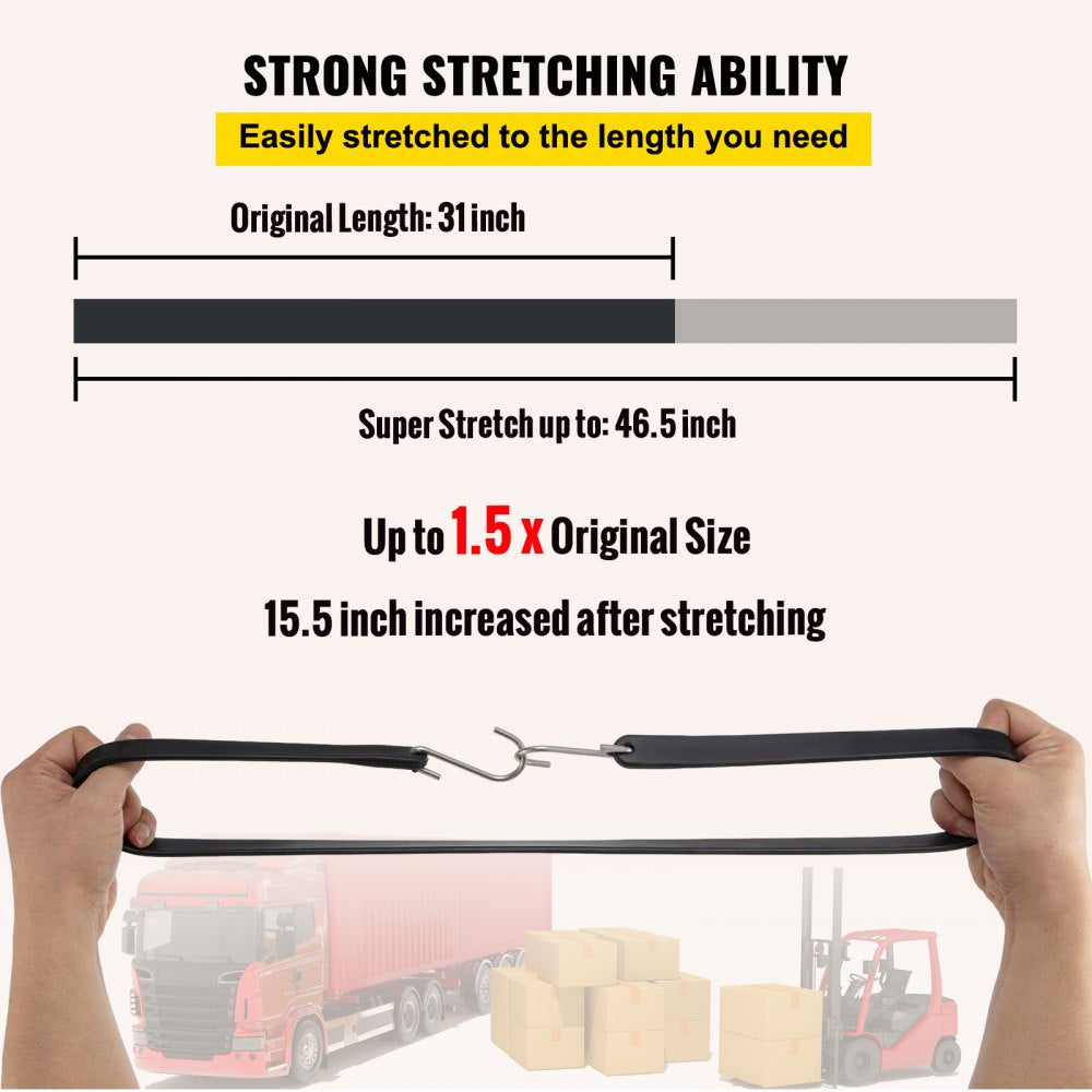 VEVOR Rubber Bungee Cords, 53 Pack 31\" Long, Weatherproof EPDM Rubber Tie Down Straps with Crimped S Hooks, Heavy Duty Outdoor Tarp Straps for Securing Flatbed Trailers, Canvases, Cargo, and More