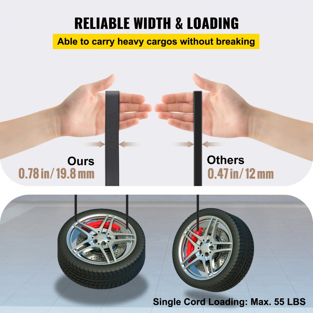 VEVOR Rubber Bungee Cords, 53 Pack 21\" Long, Weatherproof Natural Rubber Tie Down Straps with Crimped S Hooks, Heavy Duty Outdoor Tarp Straps for Securing Flatbed Trailers, Canvases, Cargo, and More