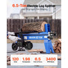 VEVOR Electric Log Splitter 6.5 Ton 15 Amp 1.98 HP Motor Wood Splitter, for Home Yard Forestry Harvesting, Kindling Cutting, 3400 RPM Portable Firewood Splitting Machine with Hydraulic Ram & Wheels