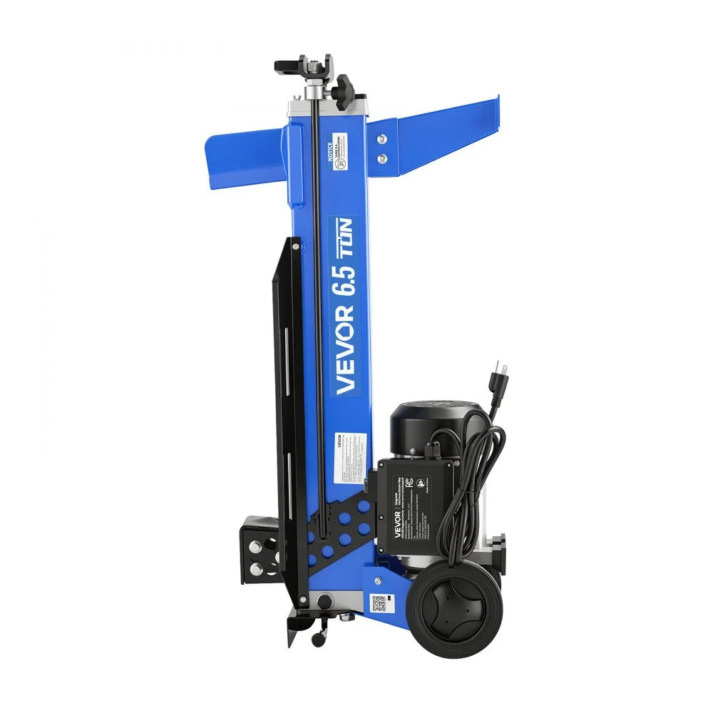VEVOR Electric Log Splitter 6.5 Ton 15 Amp 1.98 HP Motor Wood Splitter, for Home Yard Forestry Harvesting, Kindling Cutting, 3400 RPM Portable Firewood Splitting Machine with Hydraulic Ram & Wheels