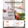 VEVOR 6-Pack Polycarbonate Food Pans, 1/3 Size, 6" Deep, with Lid, Clear, for Restaurants, Buffets and Salad Bars, Commercial Food Storage Containers, Dishwasher Compatible, Stackable, Scale Markings