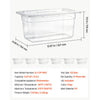 VEVOR 6-Pack Polycarbonate Food Pans, 1/3 Size, 6" Deep, with Lid, Clear, for Restaurants, Buffets and Salad Bars, Commercial Food Storage Containers, Dishwasher Compatible, Stackable, Scale Markings