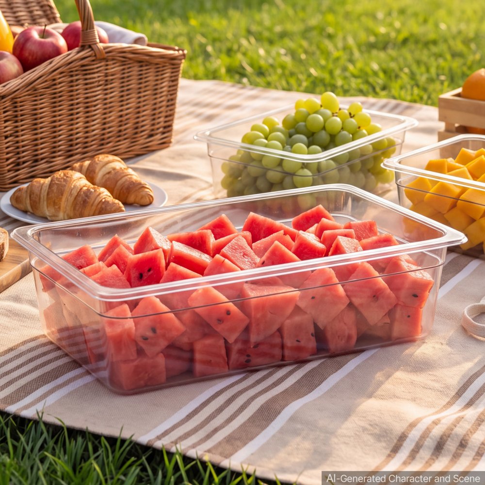 VEVOR 6-Pack Polycarbonate Food Pans, Full Size, 6" Deep, Clear, Prep Table for Restaurants, Buffets, Salad Bars, Commercial Food Storage Containers, Dishwasher Compatible, Stackable, Scale Markings