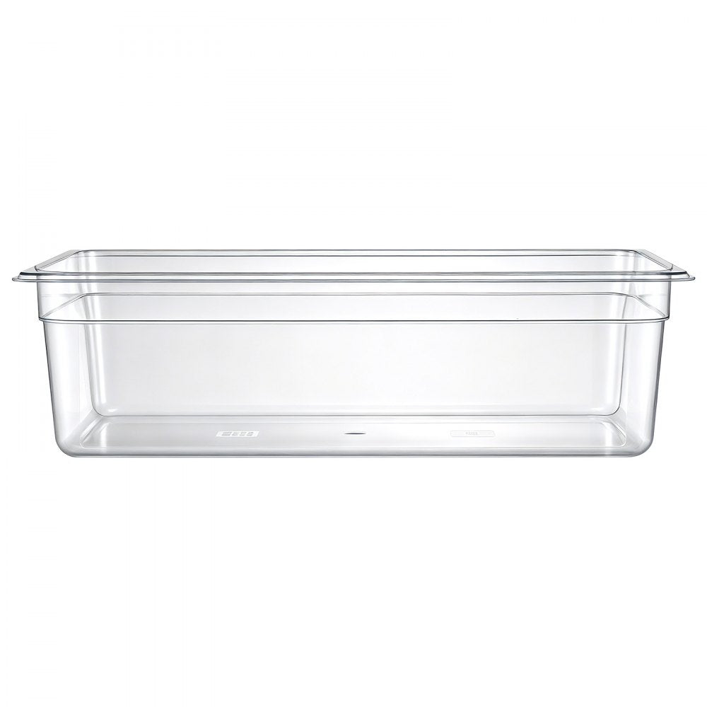 VEVOR 6-Pack Polycarbonate Food Pans, Full Size, 6" Deep, Clear, Prep Table for Restaurants, Buffets, Salad Bars, Commercial Food Storage Containers, Dishwasher Compatible, Stackable, Scale Markings