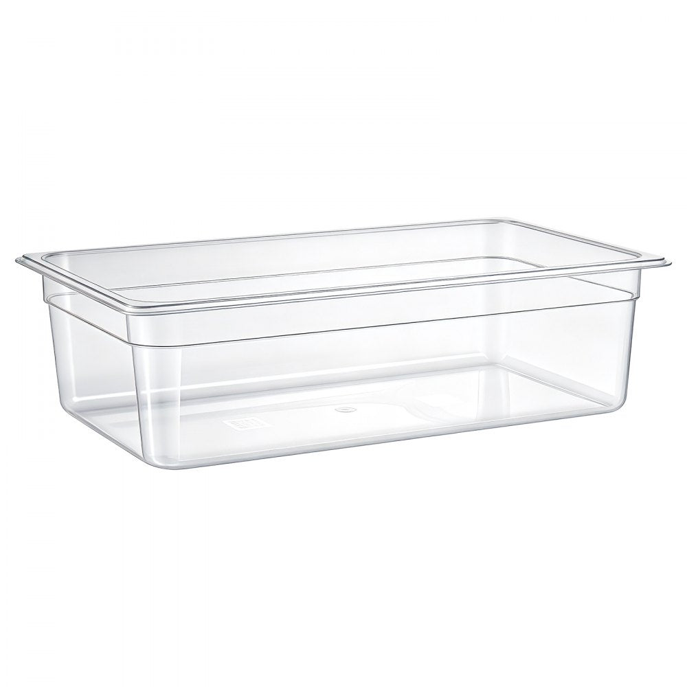 VEVOR 6-Pack Polycarbonate Food Pans, Full Size, 6" Deep, Clear, Prep Table for Restaurants, Buffets, Salad Bars, Commercial Food Storage Containers, Dishwasher Compatible, Stackable, Scale Markings