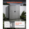VEVOR Outdoor Storage Shed 59 Cu Ft Vertical Resin Storage Cabinet Gray, for Garage, Backyard Patio Accessories and Garden Tools, Waterproof Outside Lawn Mower Shed with Lockable Doors and Floor