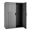 VEVOR Outdoor Storage Shed 59 Cu Ft Vertical Resin Storage Cabinet Gray, for Garage, Backyard Patio Accessories and Garden Tools, Waterproof Outside Lawn Mower Shed with Lockable Doors and Floor