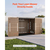 VEVOR Outdoor Storage Shed 48 Cu Ft Horizontal Resin Storage Cabinet Brown, for Garage, Backyard Patio Accessories and Garden Tools, Waterproof Outside Lawn Mower Shed with Lockable Doors and Floor