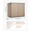 VEVOR Outdoor Storage Shed 48 Cu Ft Horizontal Resin Storage Cabinet Brown, for Garage, Backyard Patio Accessories and Garden Tools, Waterproof Outside Lawn Mower Shed with Lockable Doors and Floor
