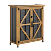 VEVOR Outdoor Storage Shed, 33.86" x 37.4" Wood & Metal Garden Tool Shed with Lockable Doors & Sloped Roof, Waterproof Outside Storage Cabinet with Shelf & Floor for Backyard Patio Lawn, Black/Brown