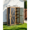 VEVOR Outdoor Storage Shed, 46.06" x 62.99" Wood & Metal Garden Tool Shed with Lockable Doors & Sloped Roof, Waterproof Outside Storage Cabinet with Shelves/Floor for Backyard Patio Lawn, Black/Brown