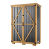 VEVOR Outdoor Storage Shed, 46.06" x 62.99" Wood & Metal Garden Tool Shed with Lockable Doors & Sloped Roof, Waterproof Outside Storage Cabinet with Shelves/Floor for Backyard Patio Lawn, Black/Brown
