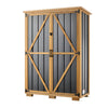 VEVOR Outdoor Storage Shed, 46.06" x 62.99" Wood & Metal Garden Tool Shed with Lockable Doors & Sloped Roof, Waterproof Outside Storage Cabinet with Shelves/Floor for Backyard Patio Lawn, Black/Brown