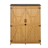 VEVOR Outdoor Storage Shed, 49.41" x 63.98" Wood Garden Tool Shed with Lockable Doors & Sloped Roof, Waterproof Outside Storage Cabinet with Shelves & Floor Included for Backyard Patio Lawn, Brown