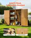 VEVOR Outdoor Storage Shed, 49.41" x 63.98" Wood Garden Tool Shed with Lockable Doors & Sloped Roof, Waterproof Outside Storage Cabinet with Shelves & Floor Included for Backyard Patio Lawn, Brown