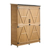 VEVOR Outdoor Storage Shed, 49.41" x 63.98" Wood Garden Tool Shed with Lockable Doors & Sloped Roof, Waterproof Outside Storage Cabinet with Shelves & Floor Included for Backyard Patio Lawn, Brown