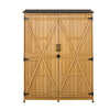VEVOR Outdoor Storage Shed, 49.41" x 63.98" Wood Garden Tool Shed with Lockable Doors & Sloped Roof, Waterproof Outside Storage Cabinet with Shelves & Floor Included for Backyard Patio Lawn, Brown