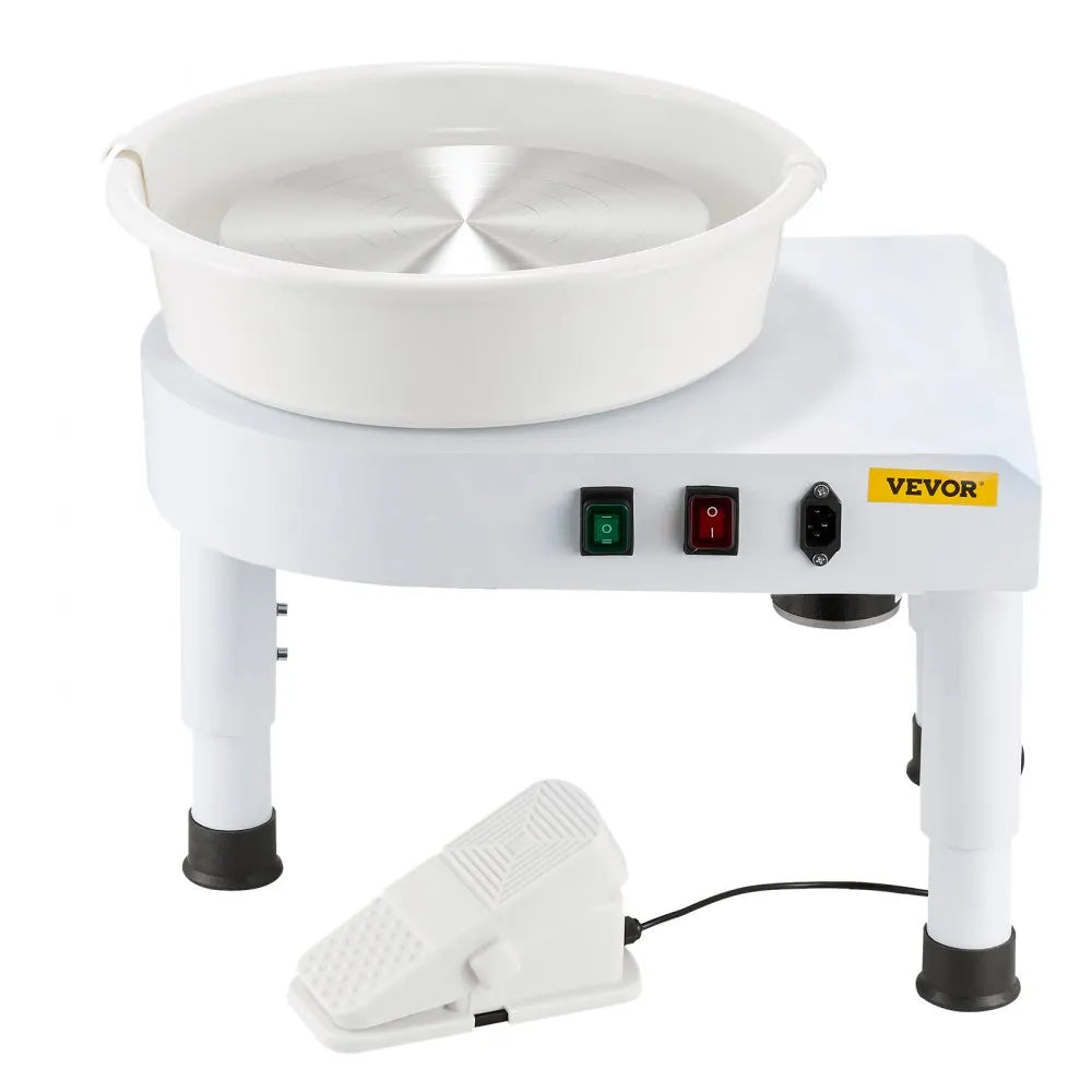 VEVOR Pottery Wheel, 11 in Ceramic Wheel Forming Machine, 60-300 RPM Adjustable Speed with Foot Pedal Control, Detachable Basin, Adjustable Lift Leg, Complete Accessories for Home Pottery, DIY, White