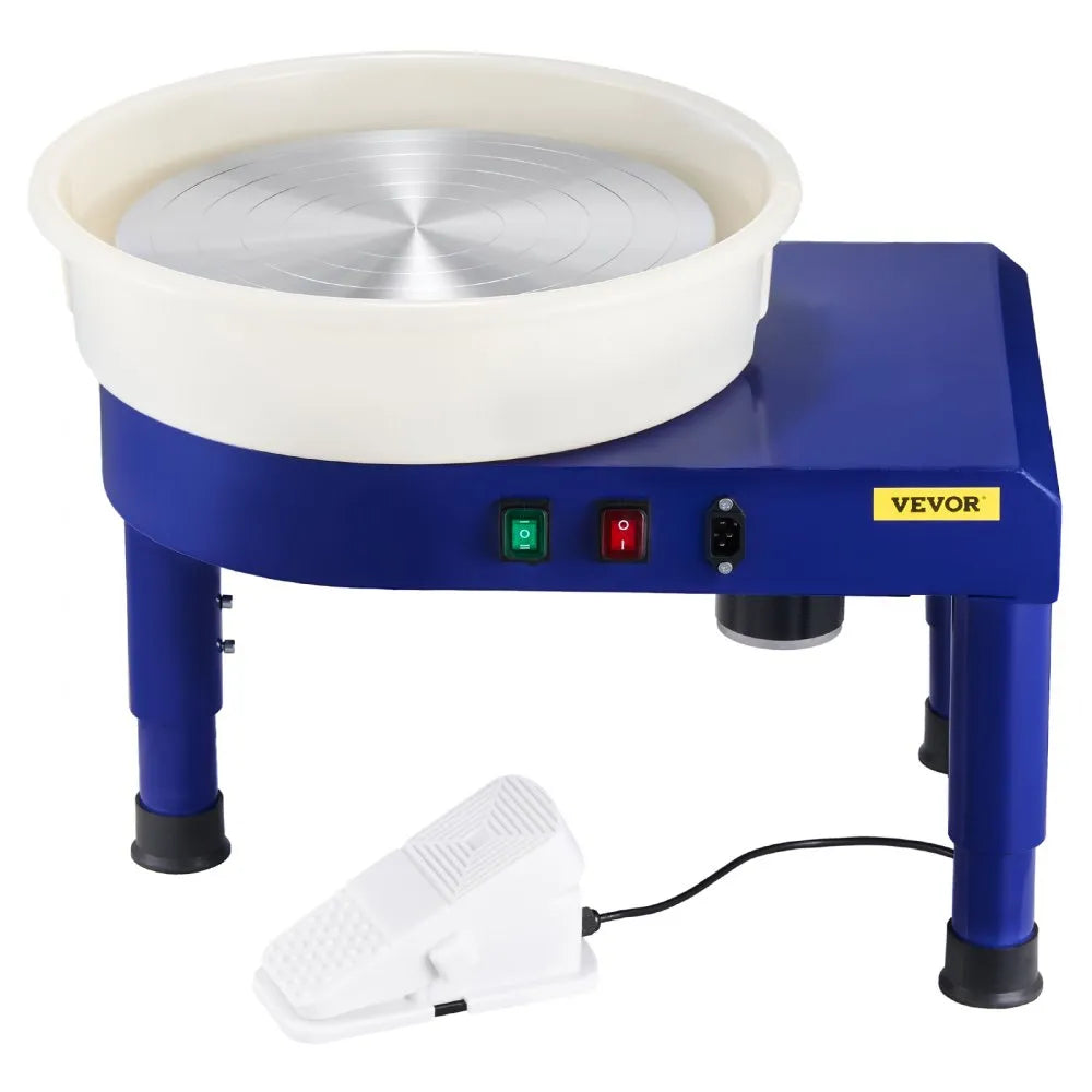 VEVOR Pottery Wheel, 14 in Ceramic Wheel Forming Machine, 60-300 RPM Speed Adjustable Foot Pedal, Adjustable Lift Leg, Detachable Basin, Complete Tool Accessory Kit for Work Art Craft DIY, Blue