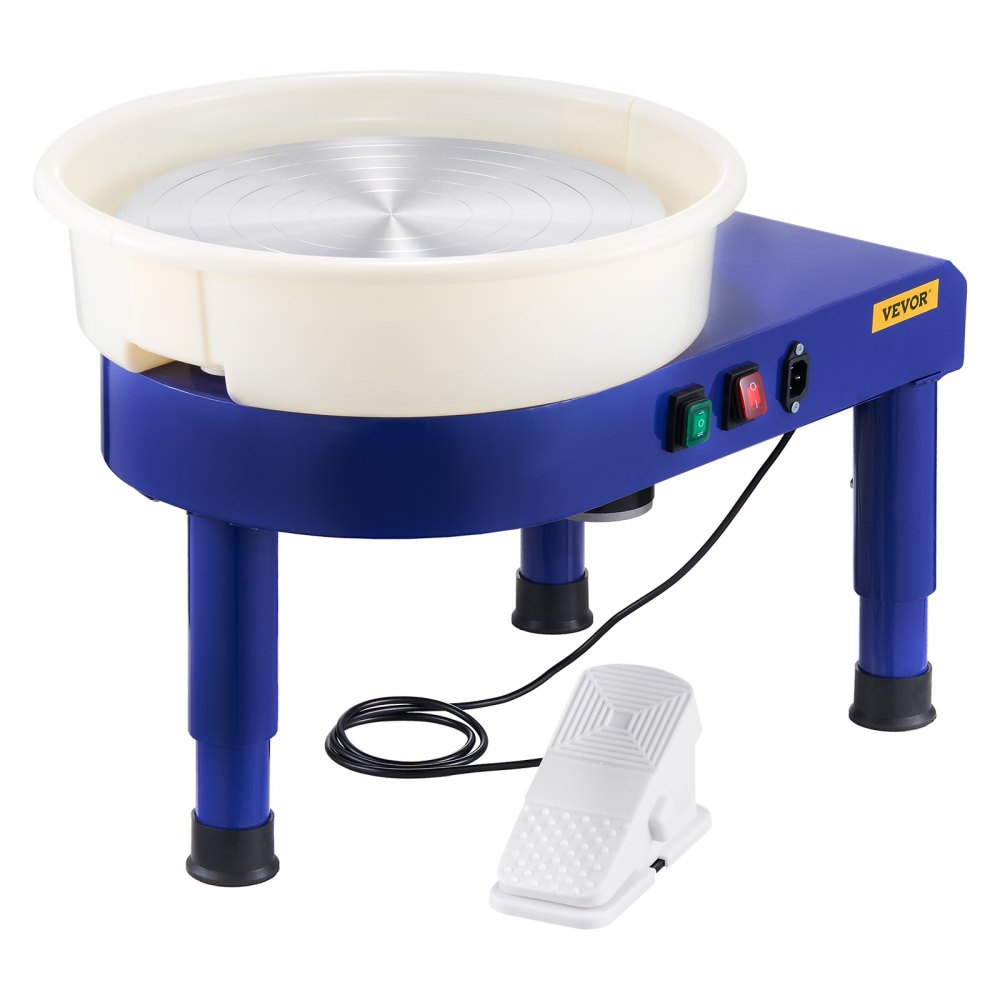 VEVOR Pottery Wheel, 14 in Ceramic Wheel Forming Machine, 60-300 RPM Speed Adjustable Foot Pedal, Adjustable Lift Leg, Detachable Basin, Complete Tool Accessory Kit for Work Art Craft DIY, Blue