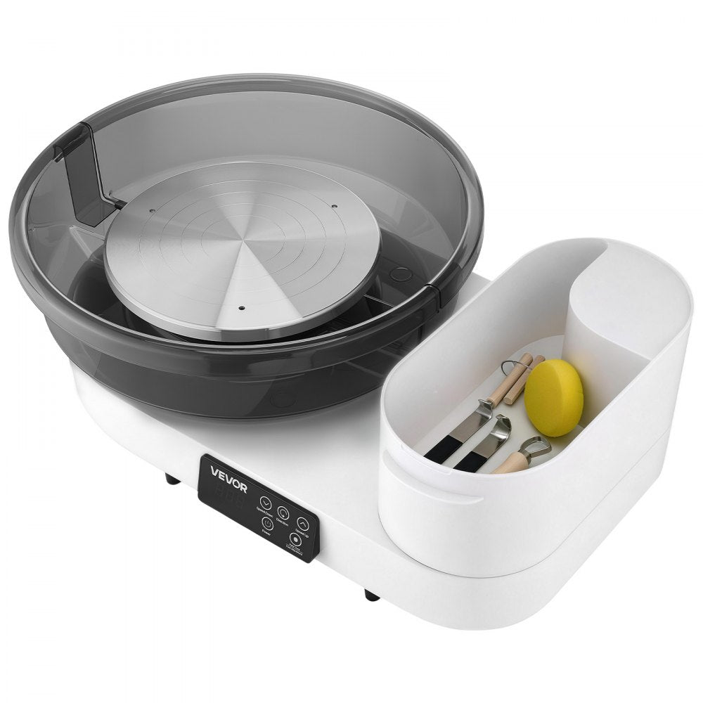 VEVOR Pottery Wheel for Adults, 14" and 11" Turntables, 450W Electric Table Top Pottery Wheel with Foot Pedal, 30-300 RPM Adjustable Speed, Aluminum Body, for Beginners, DIY Clay Art Craft, White
