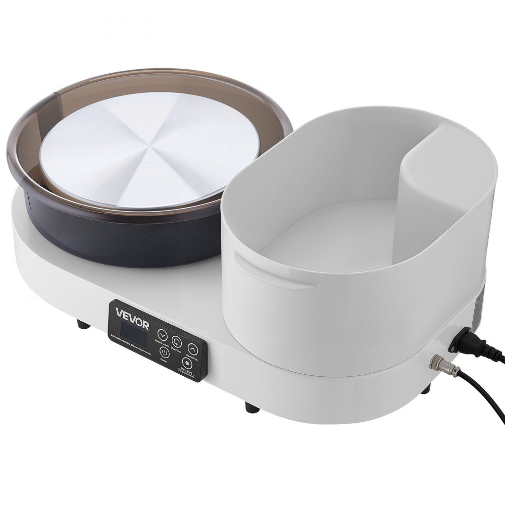 VEVOR Pottery Wheel for Adults, 11" Aluminum Turntable, 450W Electric Table Top Pottery Wheel with Foot Pedal, 30-300 RPM Adjustable Speed, Aluminum Body, for Beginners, DIY Clay Art Craft, White