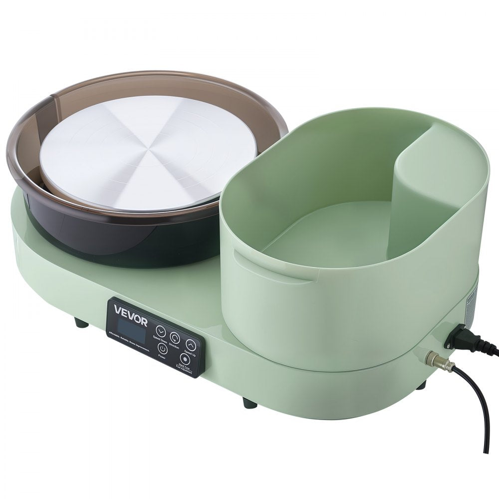 VEVOR Pottery Wheel for Adults, 11" Aluminum Turntable, 450W Electric Table Top Pottery Wheel with Foot Pedal, 30-300 RPM Adjustable Speed, Aluminum Body, for Beginners, DIY Clay Art Craft, Green